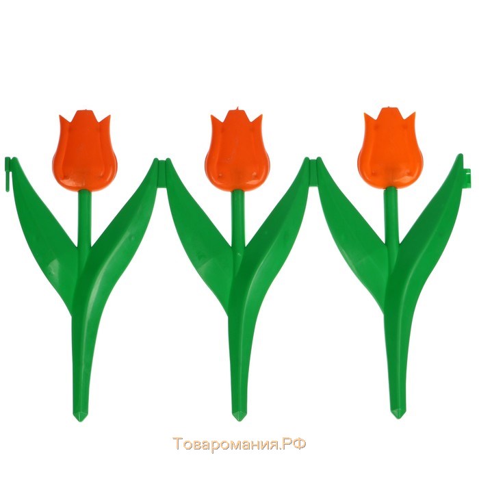 Ограждение декоративное, 30 × 225 см, 5 секций, пластик, оранжевый цветок, «Тюльпан»