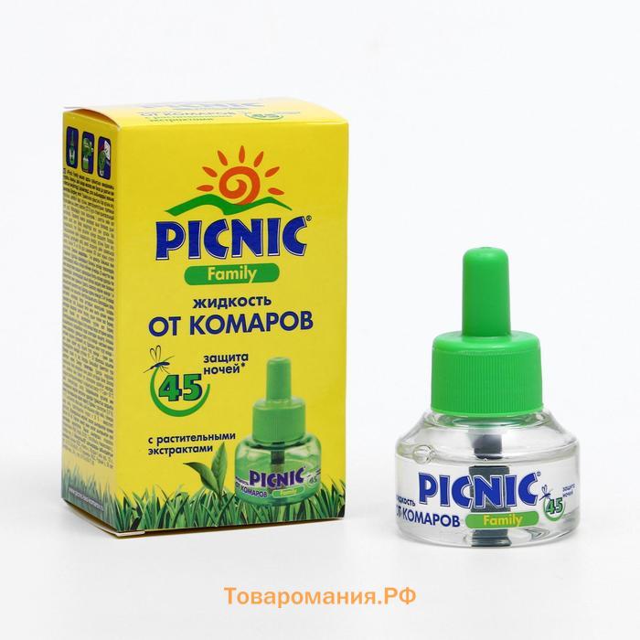 Дополнительный флакон-жидкость от комаров "Picnic Family", с растительными экстрактами, 45 ночей, 30