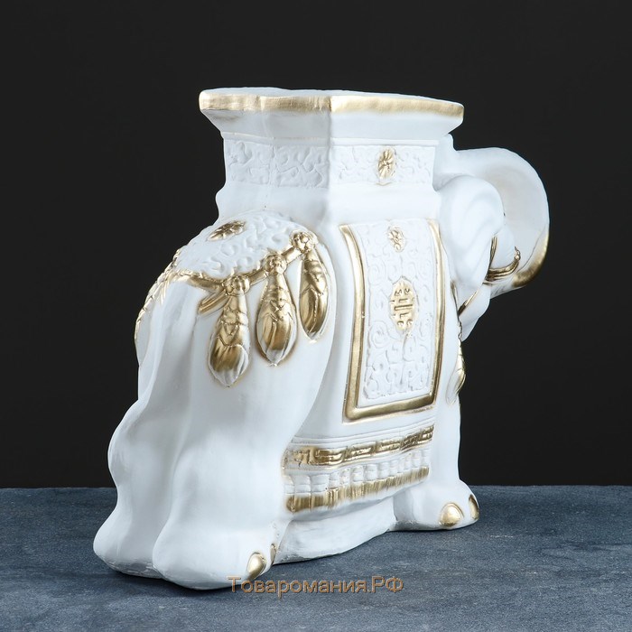 Фигура - подставка "Слон" бело-золотой, 21х54х43см
