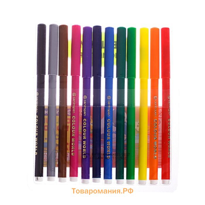 Фломастеры 12 цветов, Centropen Colour World 7550/12 ТП, в блистере, линия 2.0 мм