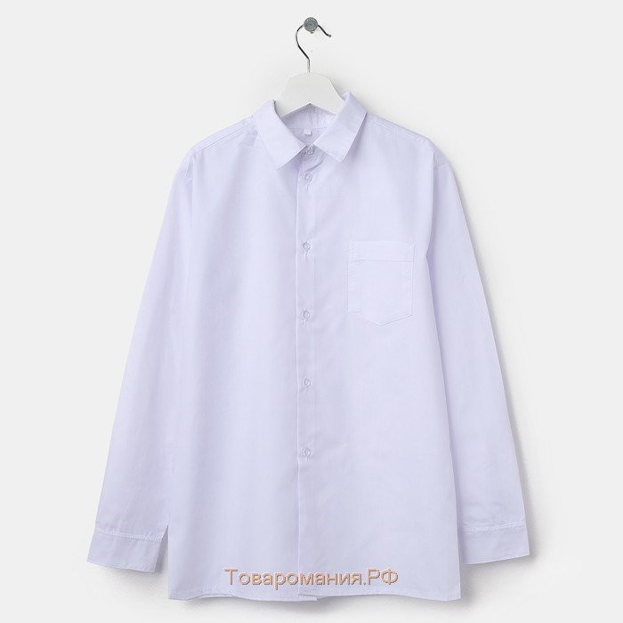 Школьная рубашка для мальчика, цвет белый, рост 122 см