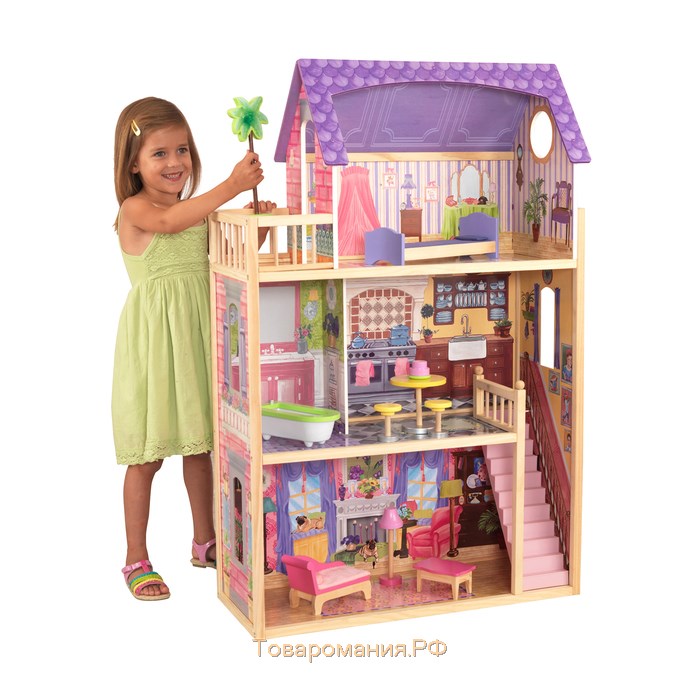 Домик кукольный деревянный KidKraft «Кайла», трёхэтажный, с мебелью