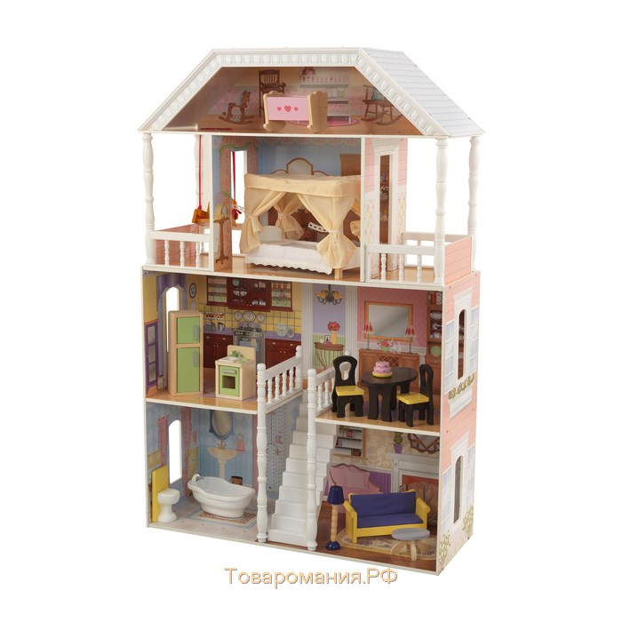 Домик кукольный деревянный KidKraft «Вилла Саванна», четырёхэтажный, с мебелью