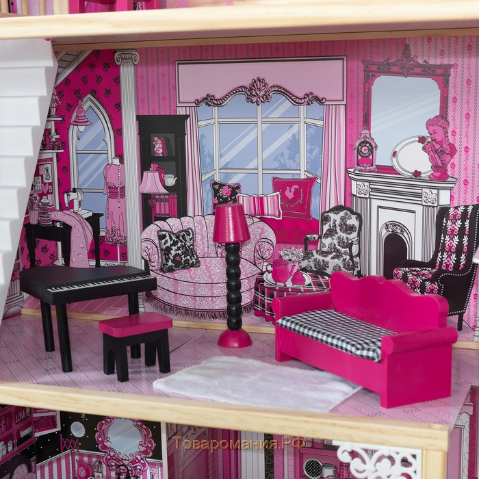 Домик кукольный деревянный KidKraft «Вилла Амелия», трёхэтажный, с мебелью
