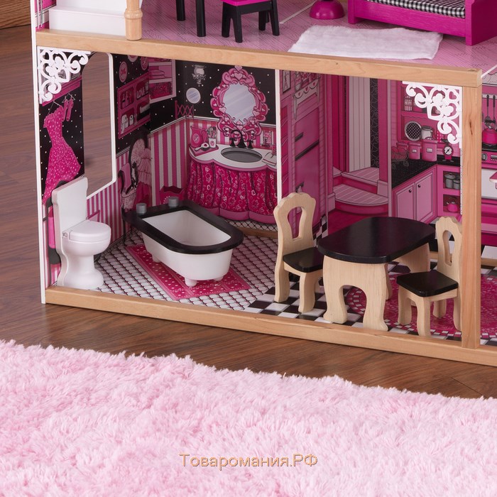 Домик кукольный деревянный KidKraft «Вилла Амелия», трёхэтажный, с мебелью