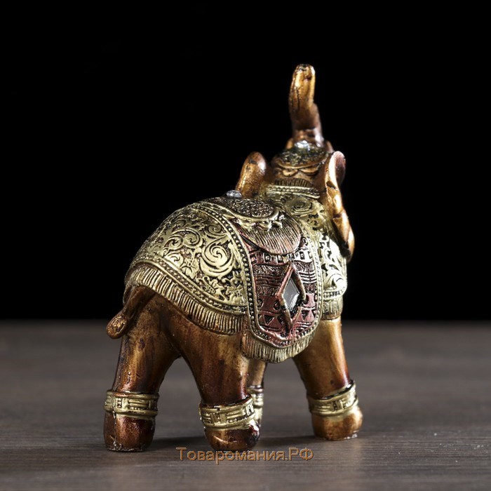 Сувенир полистоун "Африканский слон в золотой, ажурной попоне" МИКС 8,5х7х3 см