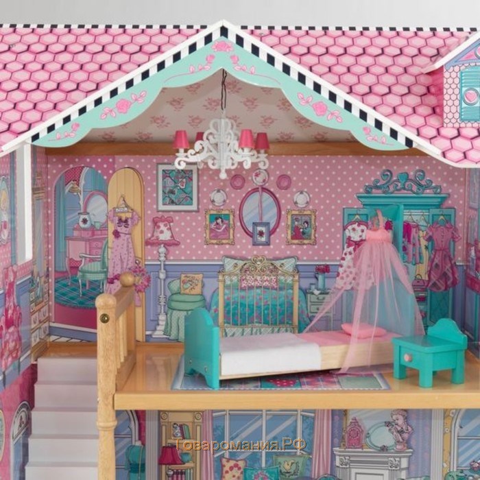 Домик кукольный KidKraf «Аннабель», трёхэтажный, с мебелью