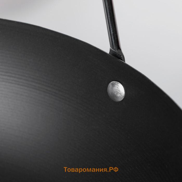 Сковорода-WOK  «Жаклин», d=24,5 см, деревянные ручки, чёрная