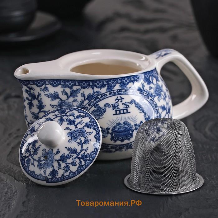 Чайник керамический заварочный «Восточная мудрость», 200 мл, 14×9,5×8 см, цвет синий
