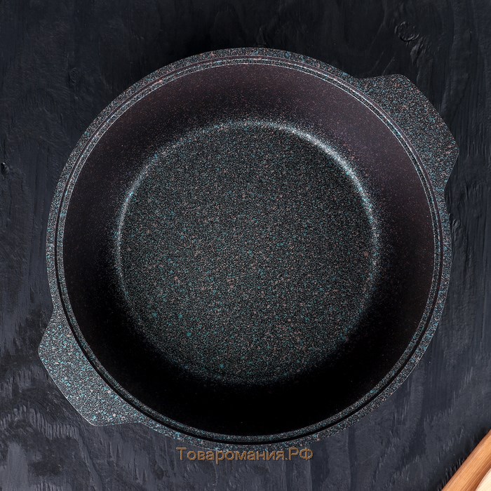 Кастрюля-жаровня Granit ultra, 4 л, d=28 см, стеклянная крышка, антипригарное покрытие, цвет чёрный