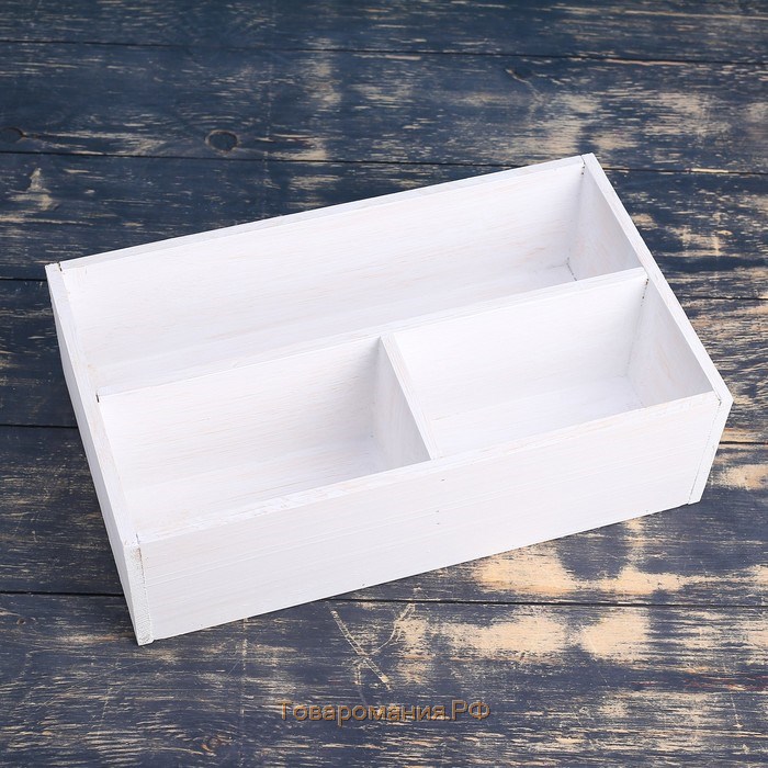 Ящик деревянный 20.5×34.5×10 см подарочный комодик, белая кисть