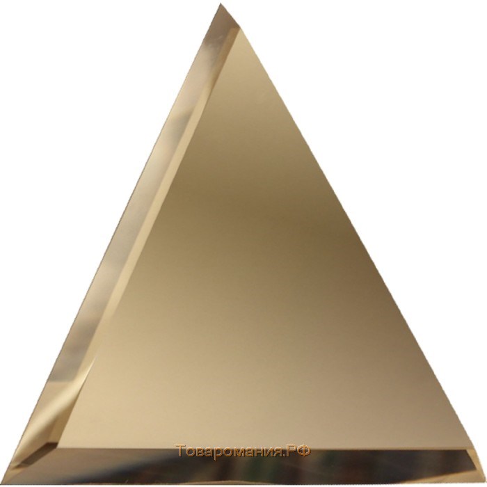 Треугольная зеркальная бронзовая плитка с фацетом 10 мм, 200х200 мм