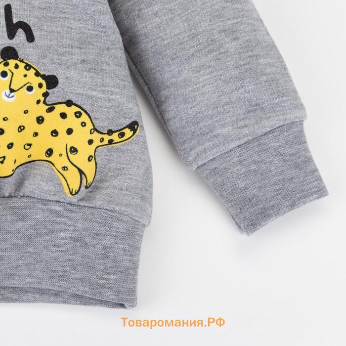 Комплект: джемпер и брюки Крошка Я «Леопарды», цвет серый/синий, рост 74-80 см