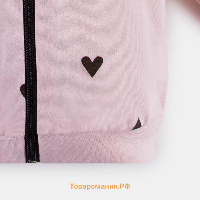 Комплект: толстовка и брюки Крошка Я "Сердечки", розовый, рост 74-80 см