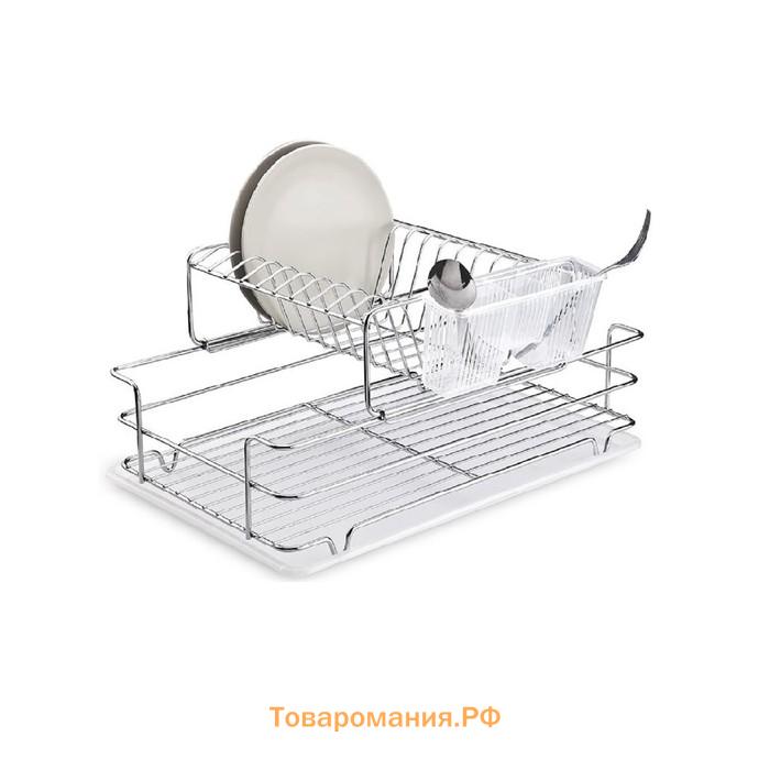Сушилка для посуды и приборов, настольная, с поддоном, цвет хром, KB015