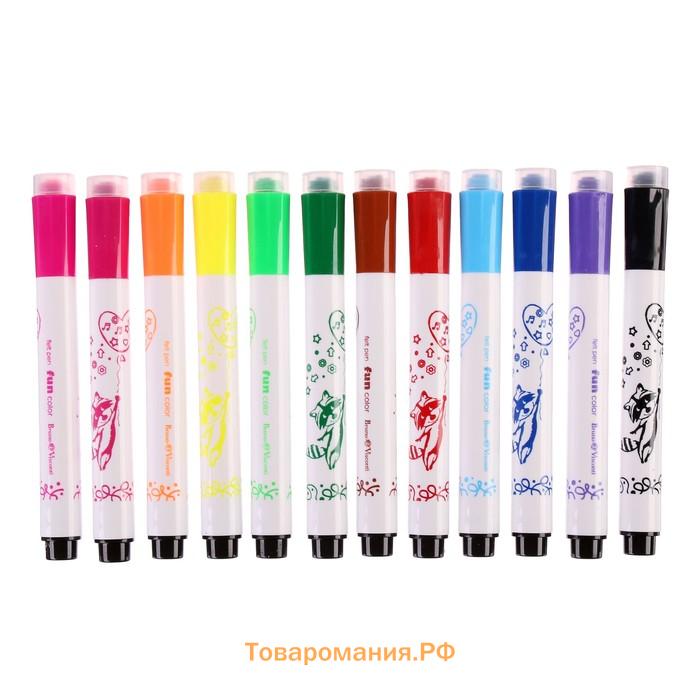 Фломастеры-штампики 12 цветов, Funcolor, в пластиковом пенале, МИКС