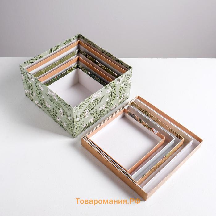 Набор подарочных коробок 5 в 1 «Зимний», 14 × 14 × 8 - 22 × 22 × 12 см
