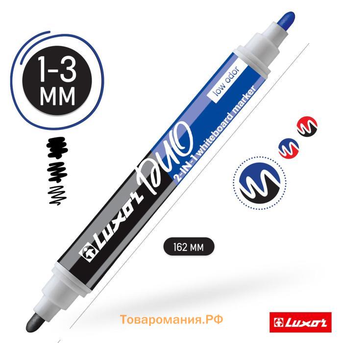 Маркер для белых досок Luxor Duorite, 1-3 мм, двусторонний, пулевидный, чёрный/синий