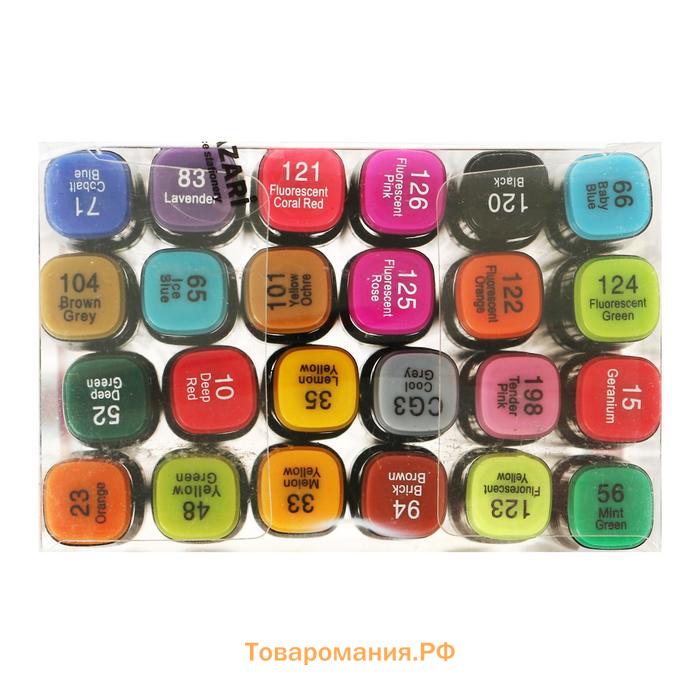 Маркеры для скетчинга двусторонние Mazari Fantasia, 24 цвета, Main colors (основные цвета)