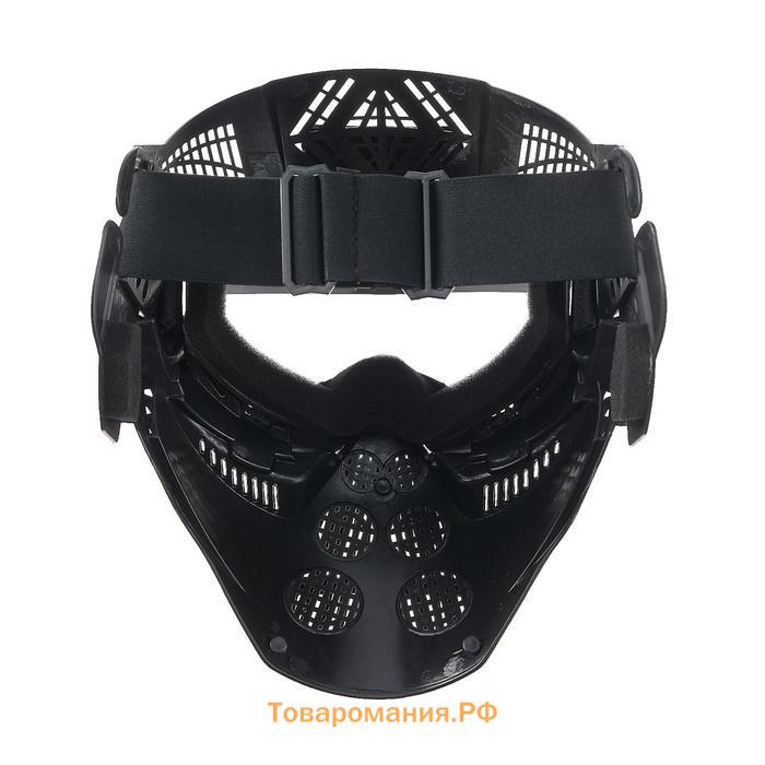 Очки-маска для езды на мототехнике, разборные, визор прозрачный, козырек, цвет черный
