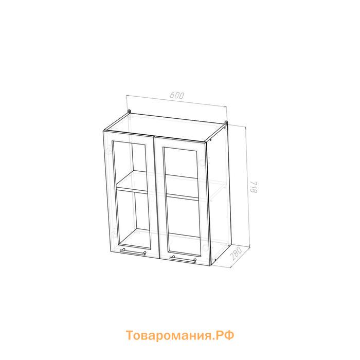 Шкаф навесной Лира 600х300х720 2 дверцы со стеклом  белый/Квадро шимо светлый