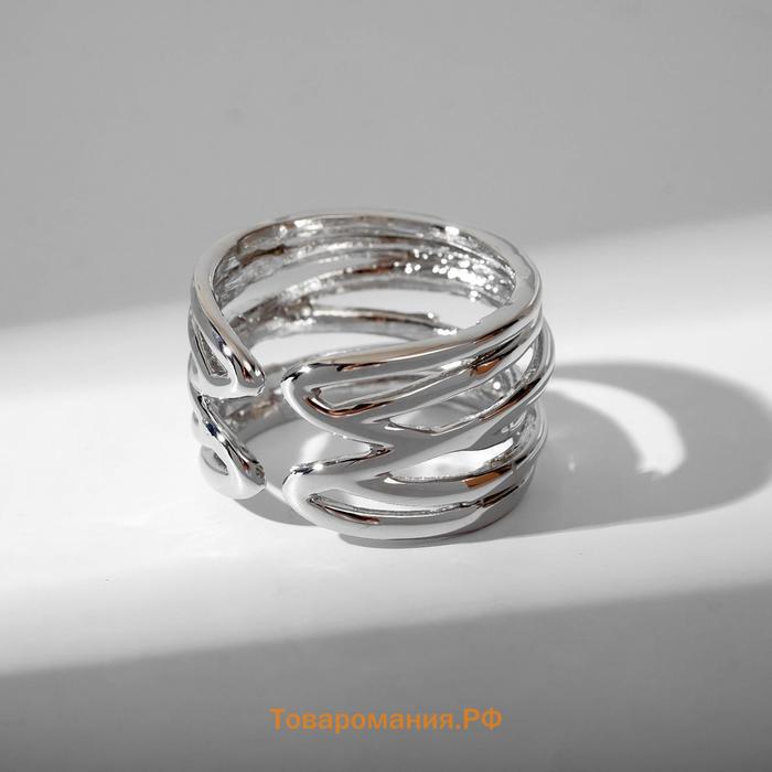 Кольцо "Звенья" тонкая линия, цвет серебро, безразмерное