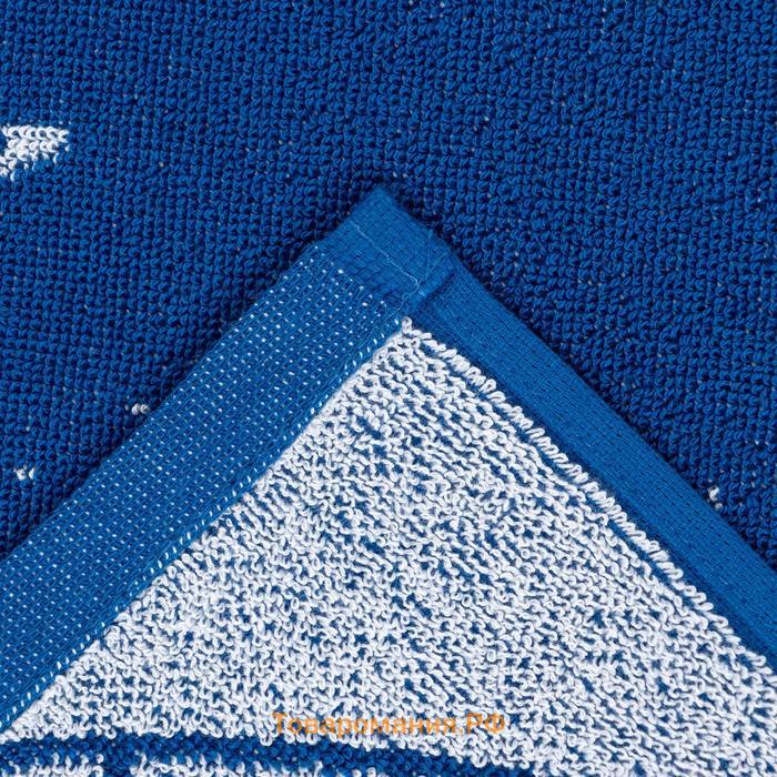 Полотенце махровое  "Знаки зодиака: Рак" синий, 67х130 см, 100% хлопок, 420гр/м2
