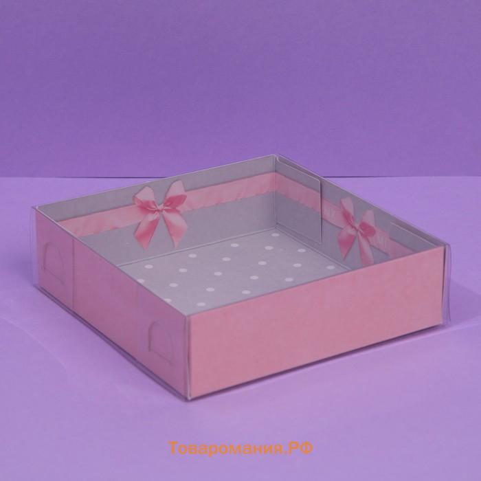 Коробка для макарун, кондитерская упаковка «Бантики», 12 х 12 х 3,5 см