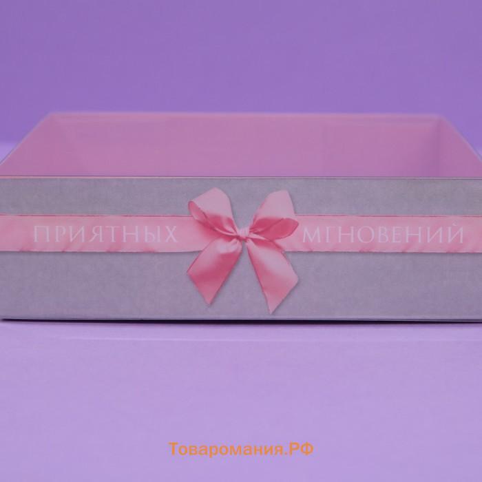 Коробка для макарун, кондитерская упаковка «Бантики», 12 х 12 х 3,5 см