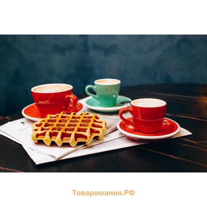 Кофейная пара Magistro Coffee time, чашка 80 мл, блюдце d=11,5 см, фарфор, красная