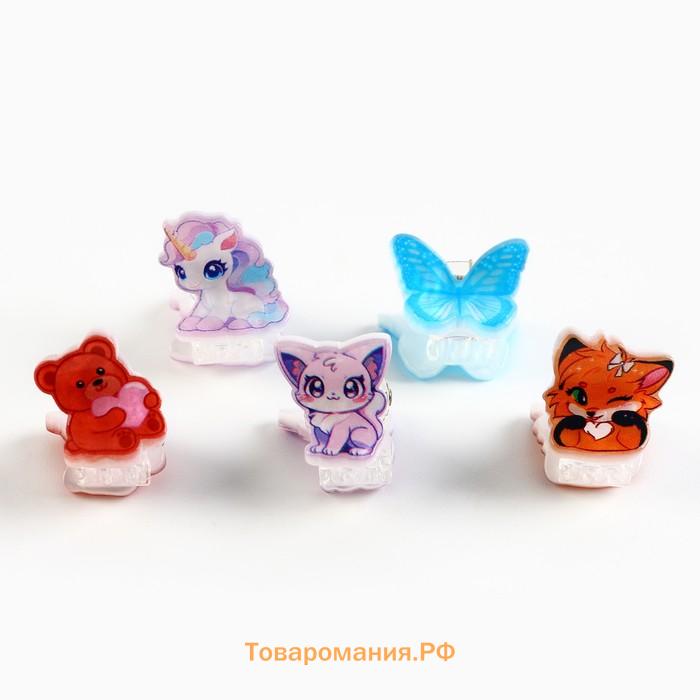 Краб для волос, 5 шт., МИКС