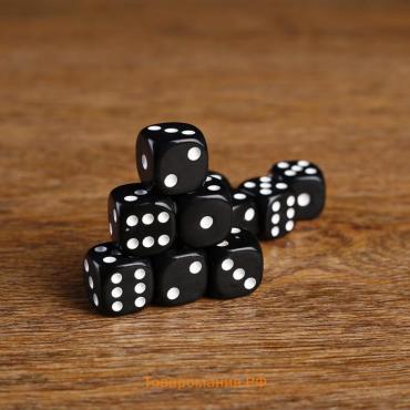 Кубики игральные, 1.6×1.6 см, набор 100 шт., чёрные