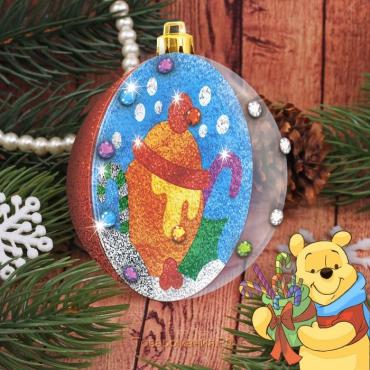 Новогодний ёлочный шар с фреской "С Новым годом!", Медвежонок Винни