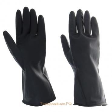 Перчатки хозяйственные резиновые, , размер L, супер плотные, 100 гр, цвет чёрный