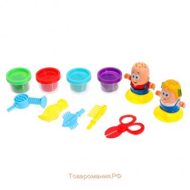Набор для игры с пластилином «Весёлые причёски», 4 баночки, в пакете