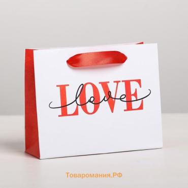 Пакет подарочный ламинированный горизонтальный, упаковка, «LOVE», S 15 x 12 х 5,5 см