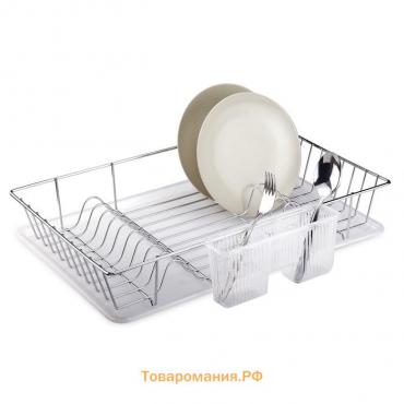 Сушилка для посуды и приборов, с поддоном, цвет хром, KB003