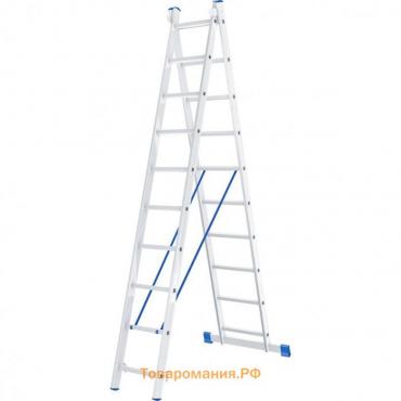 Лестница "Сибртех" 97910, алюминиевая, двухсекционная, 2х10 ступеней