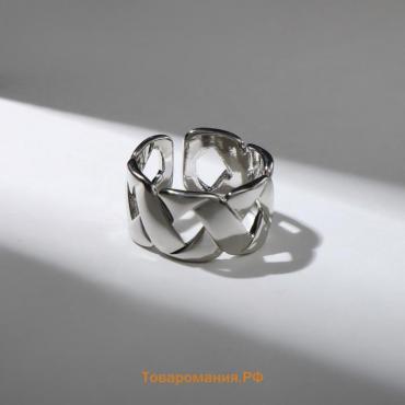 Кольцо «Цепь» квадратные звенья, цвет серебро, безразмерное