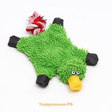 Игрушка текстильная "Косматая утка" , 32 х 19 см, зелёная