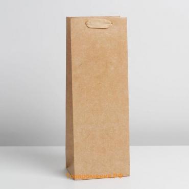 Пакет подарочный под бутылку, упаковка, «Крафтовый», 13 x 36 x 10 см