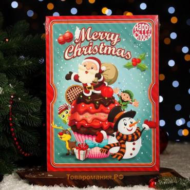 Адвент календарь с мини плитками из молочного шоколада "Счастливого Рождества", 50 г