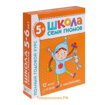 Книги детские набор «Полный годовой курс от 5 до 6 лет», 12 книг с играми и наклейками, Денисова Д.