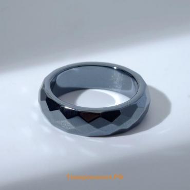 Кольцо «Ночь» под гематит, гранёное, цвет чёрный, размер 16