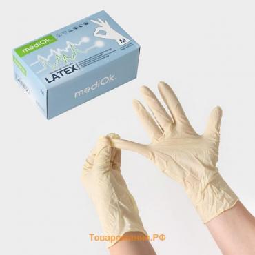 Латексные перчатки смотровые неопудренные, текстурированные, н/ст, размер M
