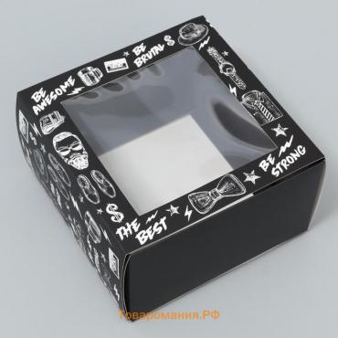 Коробка-фоторамка подарочная складная, упаковка, «Мужская», 14 х 14 х 8 см